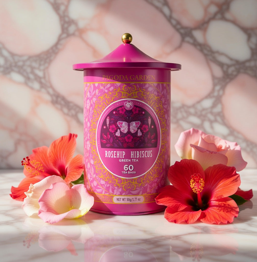 Pagoda Garden Rosehip Hibiscus Green Tea – 2 Packs
