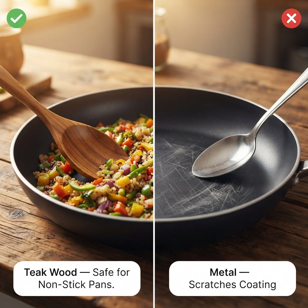 Teak Wood 9-Piece Kitchen Utensil Set with Spoon Rest