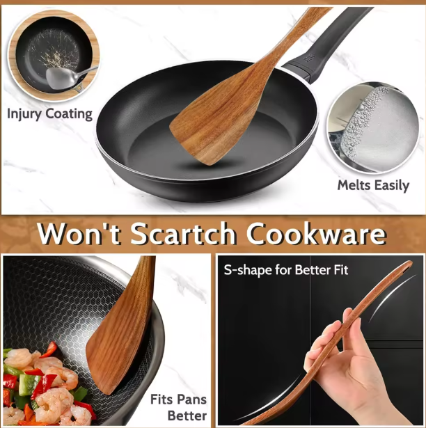 Teak Wood 9-Piece Kitchen Utensil Set with Spoon Rest
